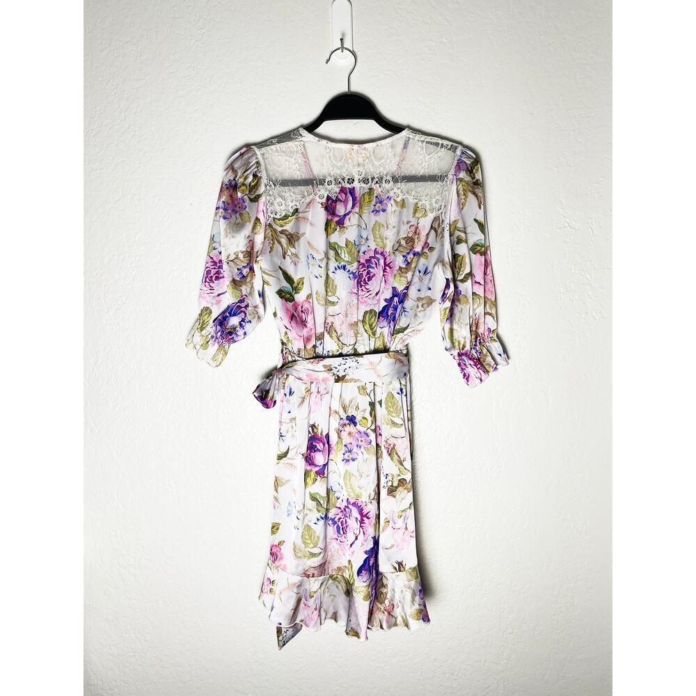 Women's Beach Riot x‎ V. Chapman Lotus Wrap Dress Floral Mini Asymmetrical Lace - Picture 6 of 13